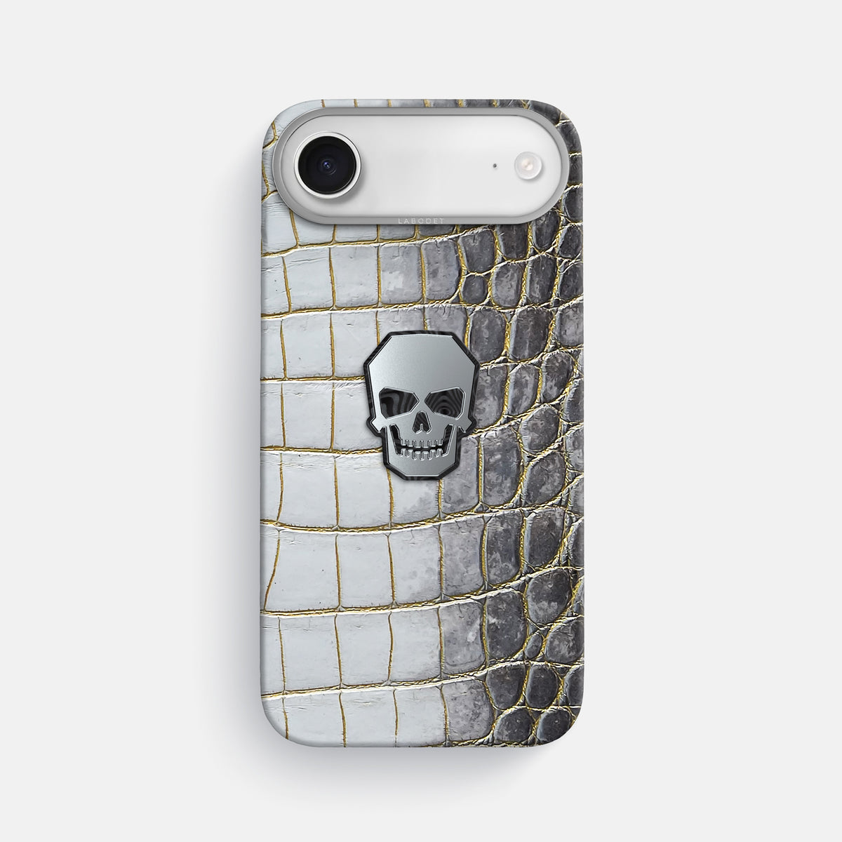 Classic Case With Titanium Skull For iPhone 17 Air In Himalayan Crocodile -1 | Gold-Steel