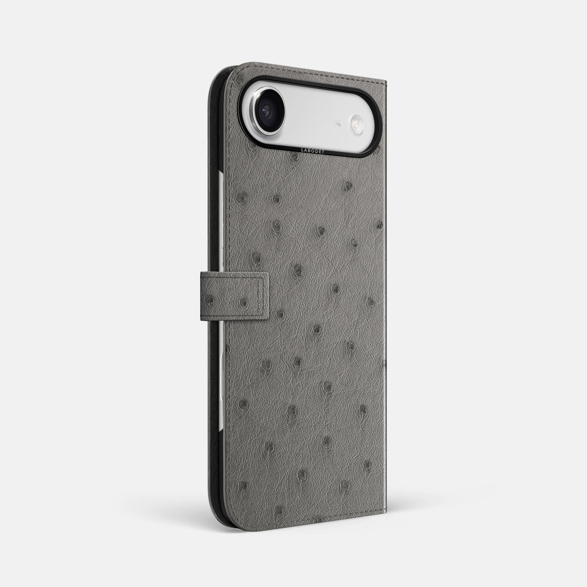 Folio Case with Clasp For iPhone 17 Air In Ostrich -1 | Grey-Black