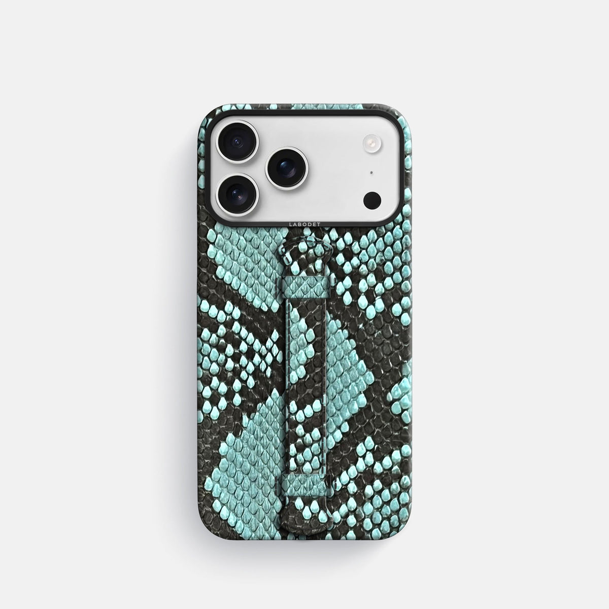 Center Handle For iPhone 18 Pro In Deluxe Python -1 | Blue-Lagoon-Black