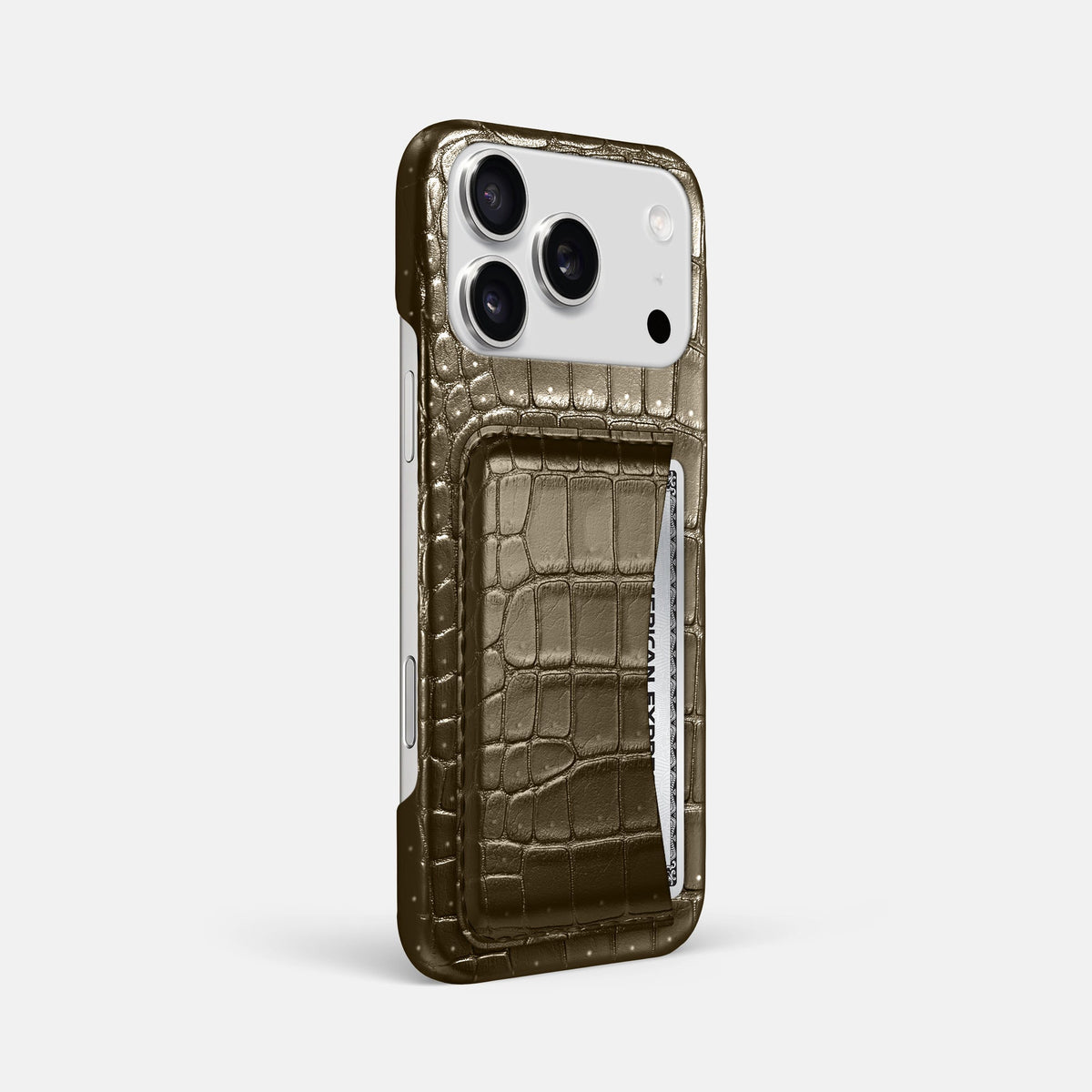 Slim Card Case For iPhone 18 Pro Max In Porosus Crocodile -2 | Bronze