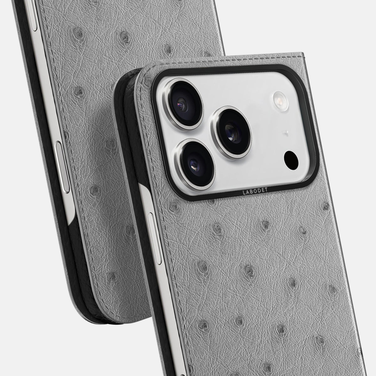 Folio Case For iPhone 18 Pro In Ostrich -5 | Silver-Black