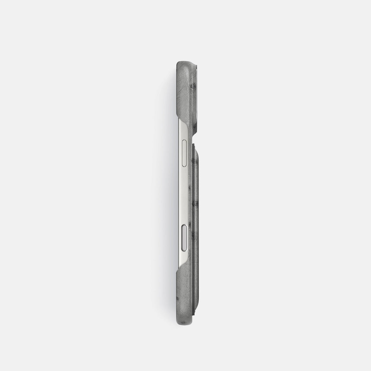 Double Card Case For iPhone 18 Pro In Ostrich -3 | Silver-Steel
