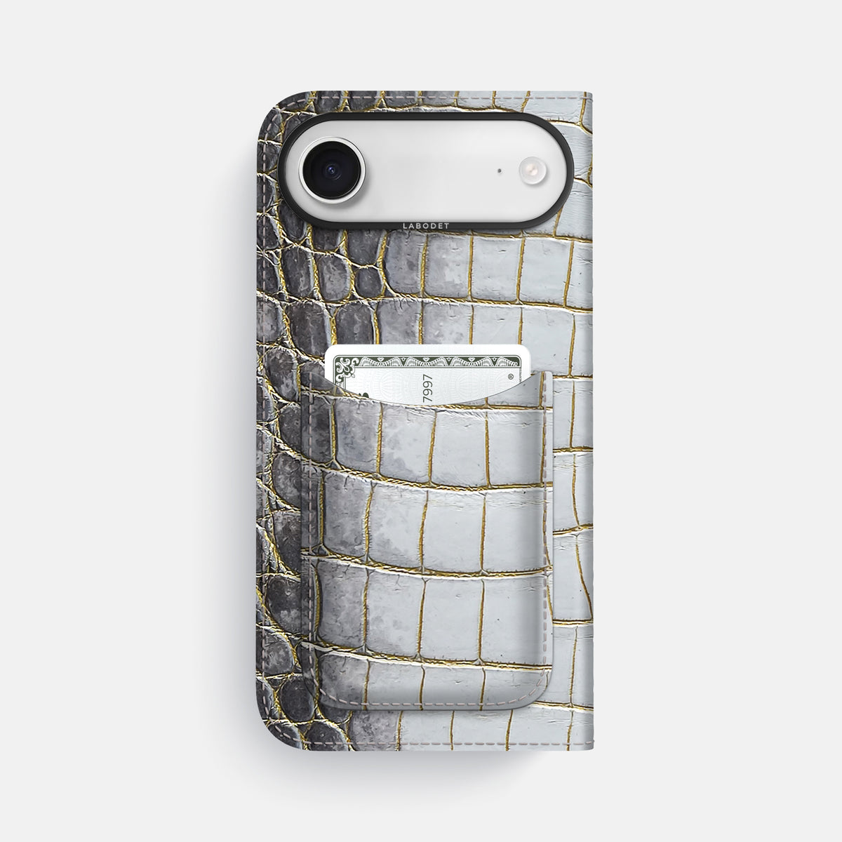 Folio Case with Card For iPhone 17 Air In Himalayan Crocodile -3 | Gold-Black