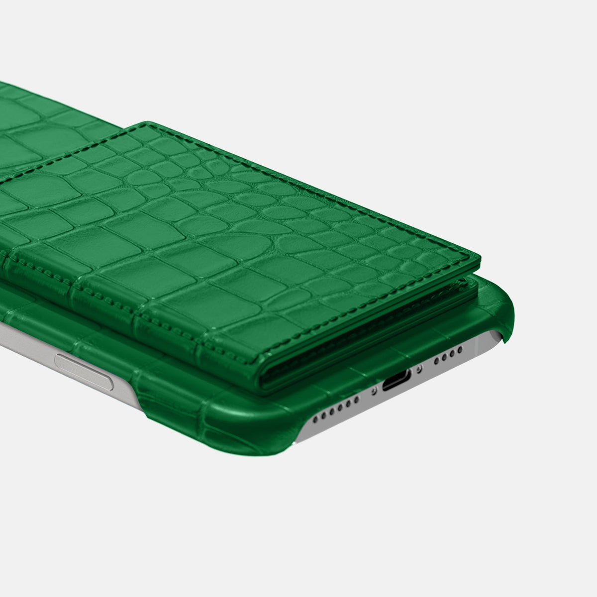 Bi-Fold Case For iPhone 18 Pro In Alligator -4 | Forest-Green-Steel