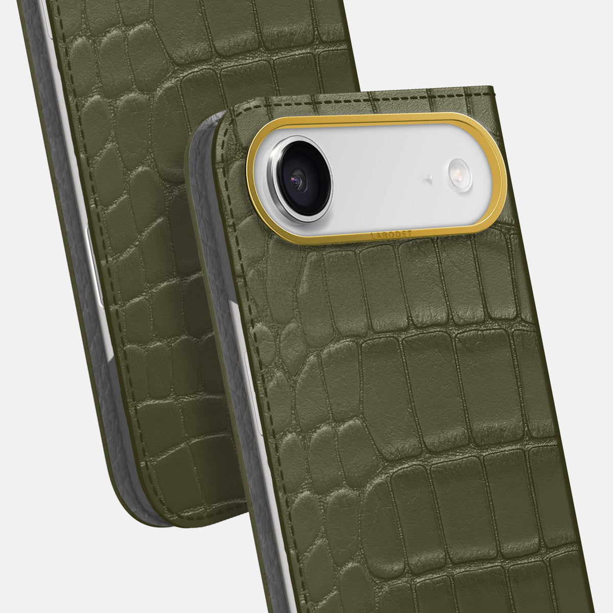 Folio Case For iPhone 17 Air In Alligator -5 | Kaki-Green-Gold