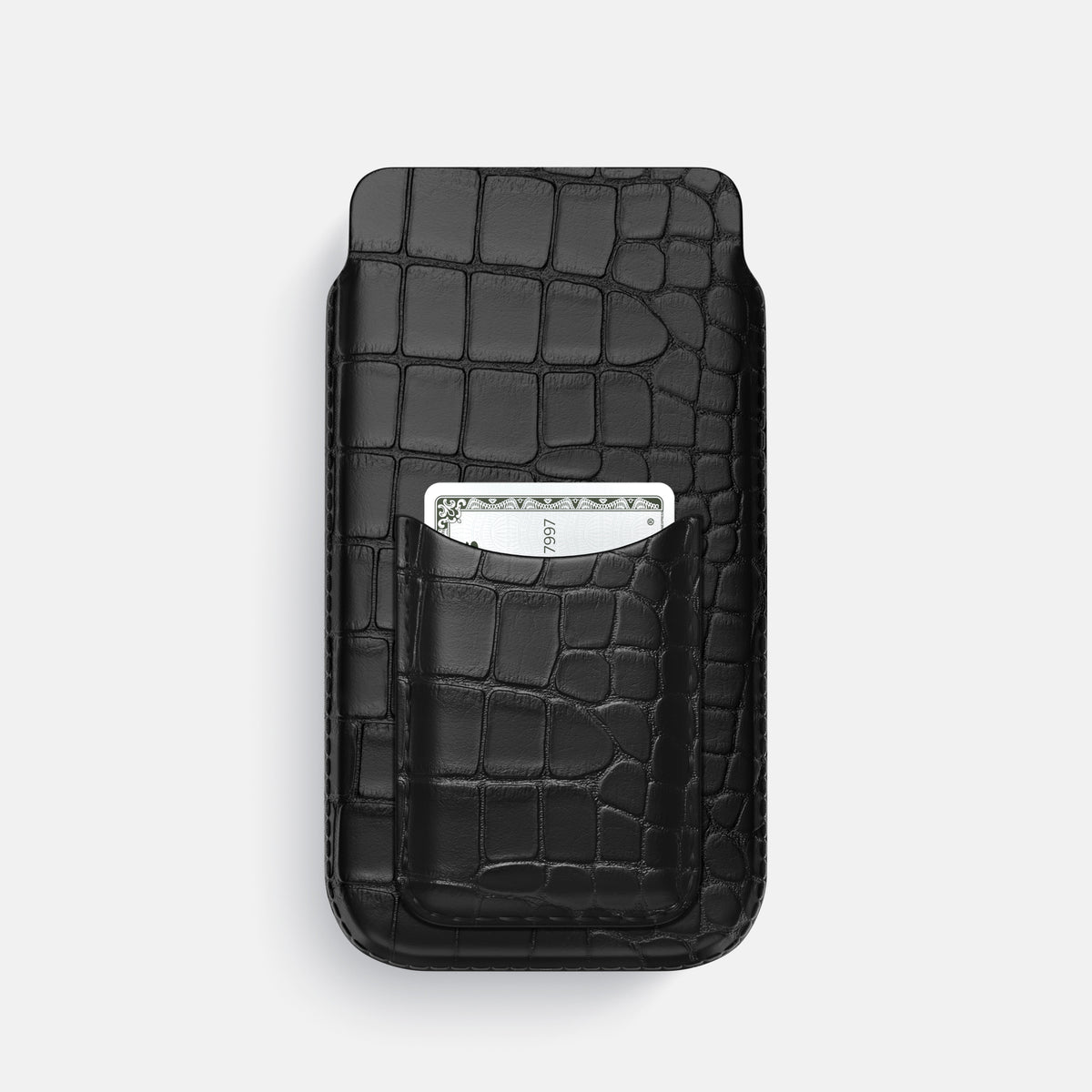 Pouch Card Case For iPhone 17 Pro In Alligator -1 | Black