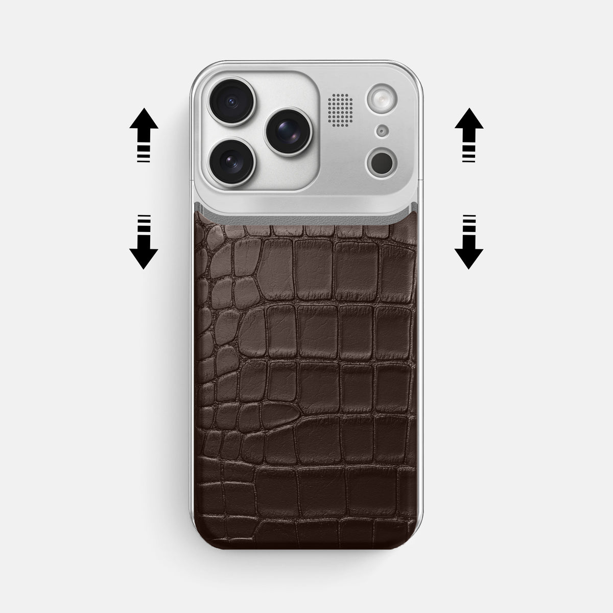 Metal Case For iPhone 17 Pro Max In Alligator -2 | Dark-Brown-Steel