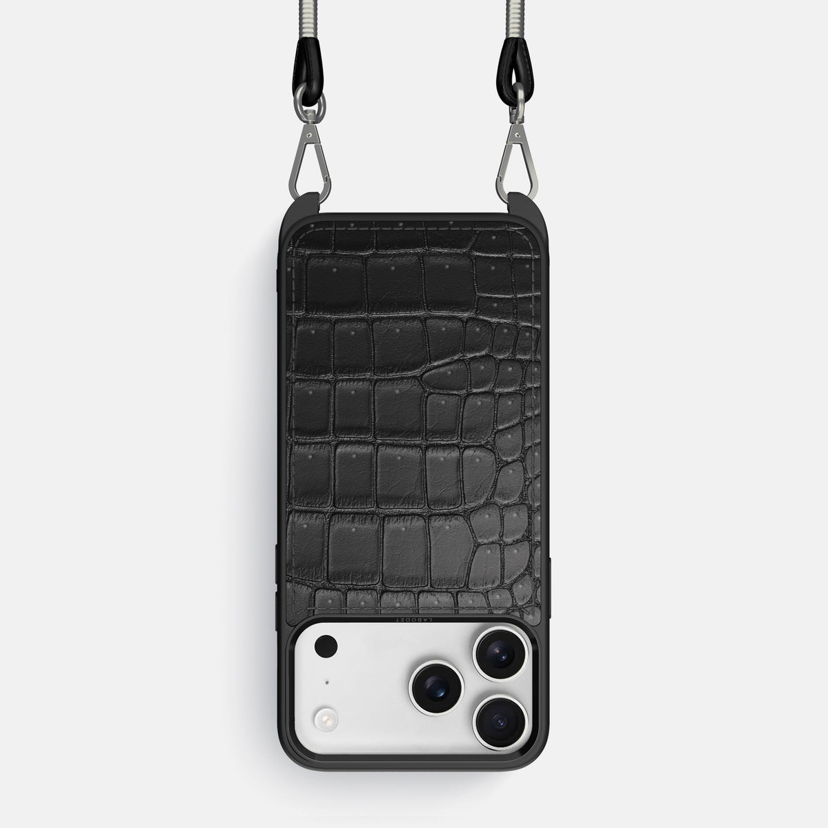 Crossbody Sport Case For iPhone 18 Pro In Porosus Crocodile -1 | Black