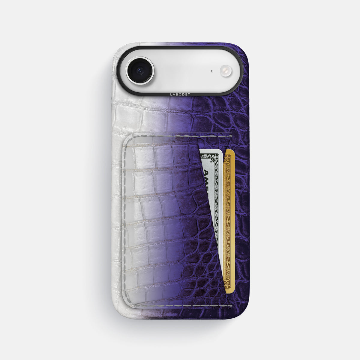 Double Card Case For iPhone 17 Air In Himalayan Crocodile -1 | Purple-Black