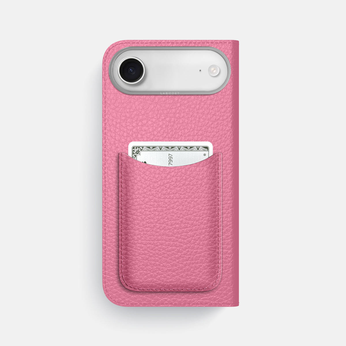 Folio Case with Card For iPhone 17 Air In Calf -3 | Pink-Steel