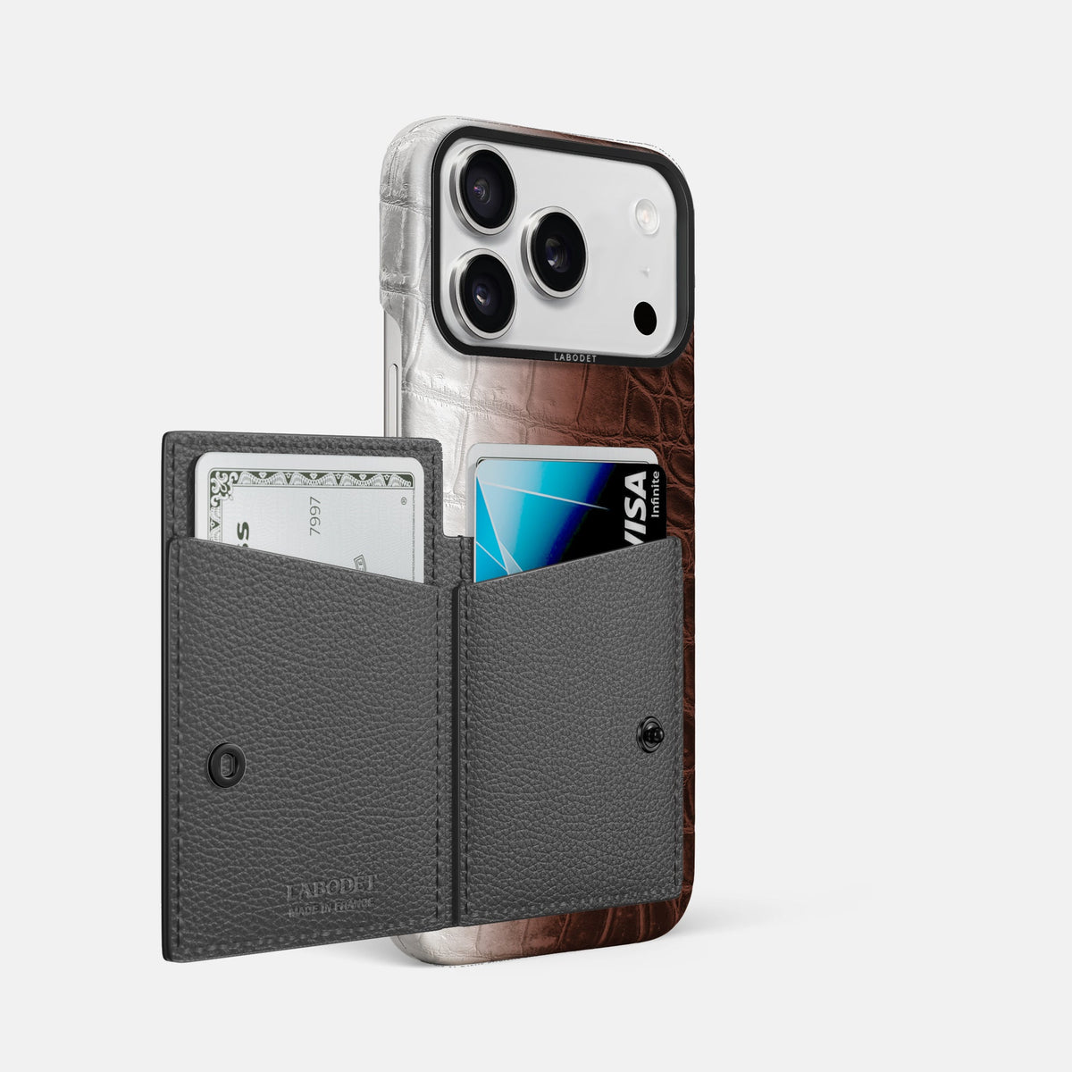 Bi-Fold Case For iPhone 18 Pro Max In Himalayan Crocodile -2 | Dark-Brown-Black