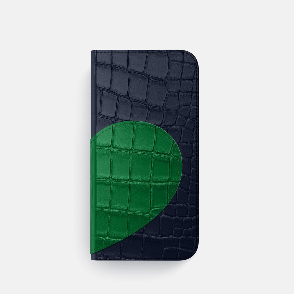 Folio Case With Heart For iPhone 18 Pro In Alligator -4 | Navy-Blue-Steel