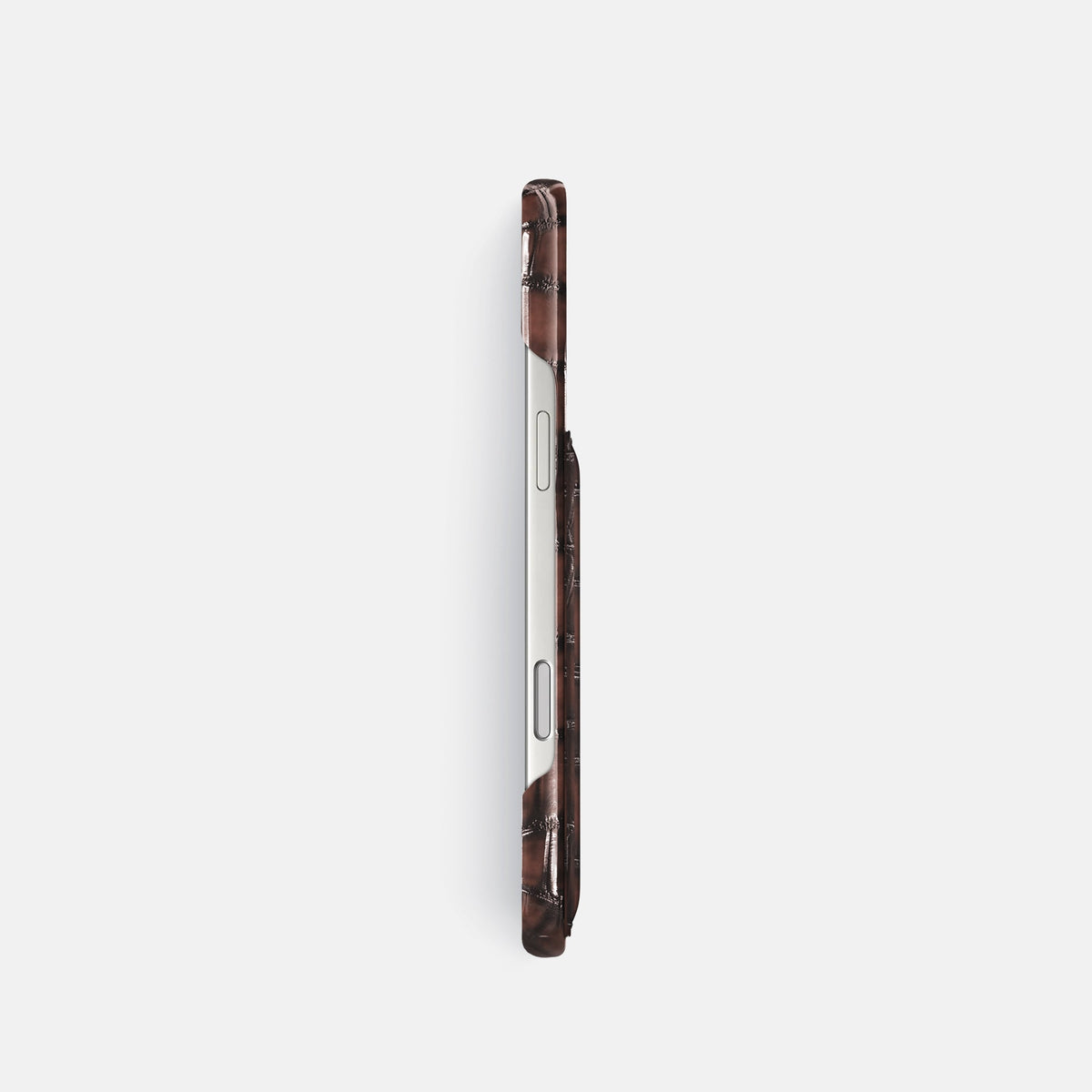 Slim Card Case For iPhone 18 Pro In Patina Alligator -3 | Havana-Brown