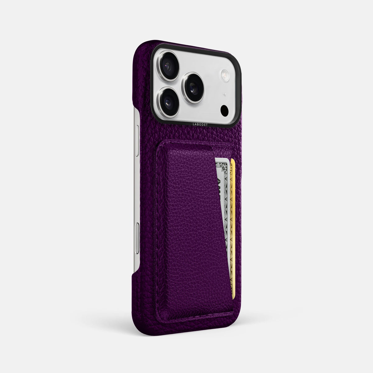 Double Card Case For iPhone 18 Pro Max In Calf -2 | Violet-Black