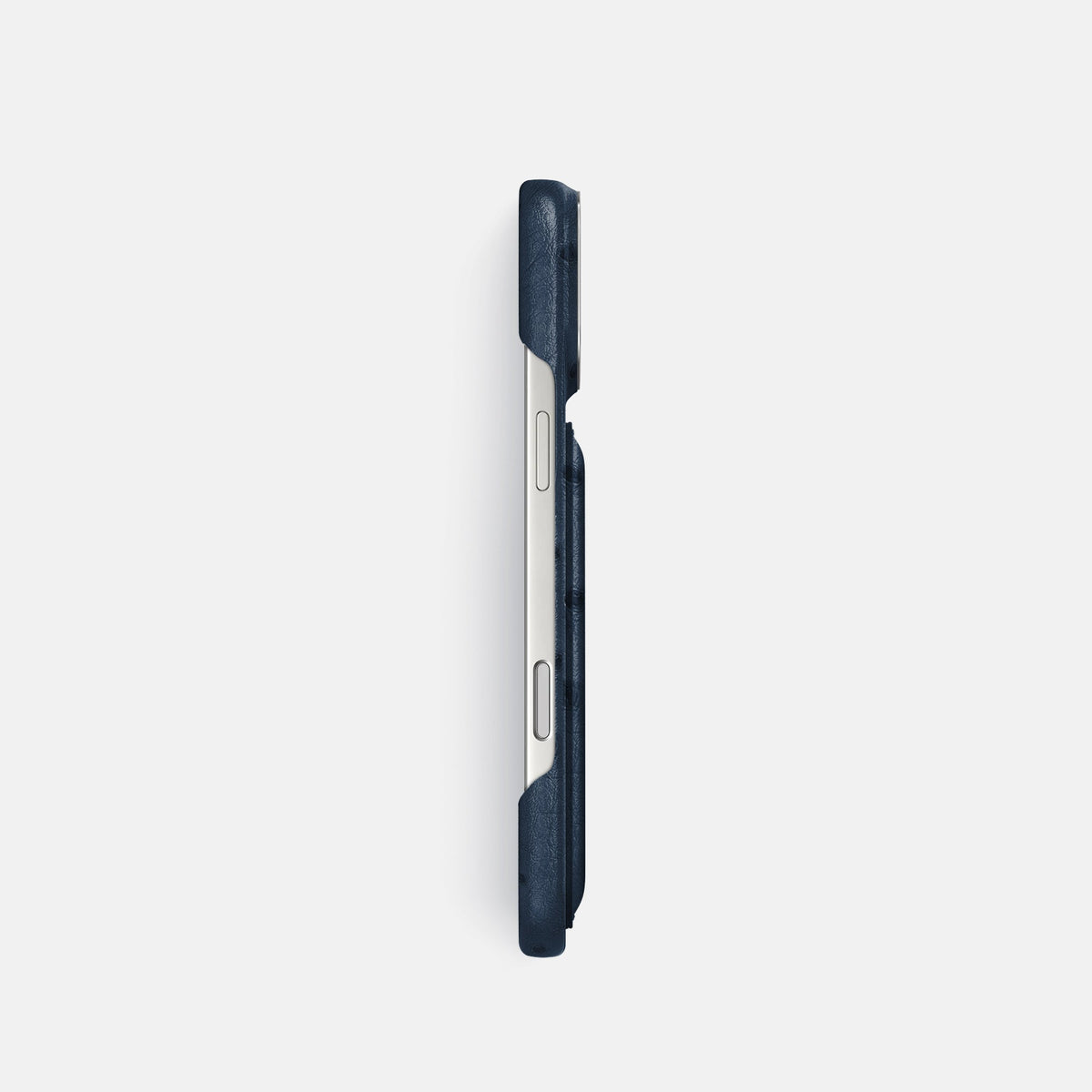 Double Card Case For iPhone 18 Pro In Ostrich -3 | Navy-Blue-Steel