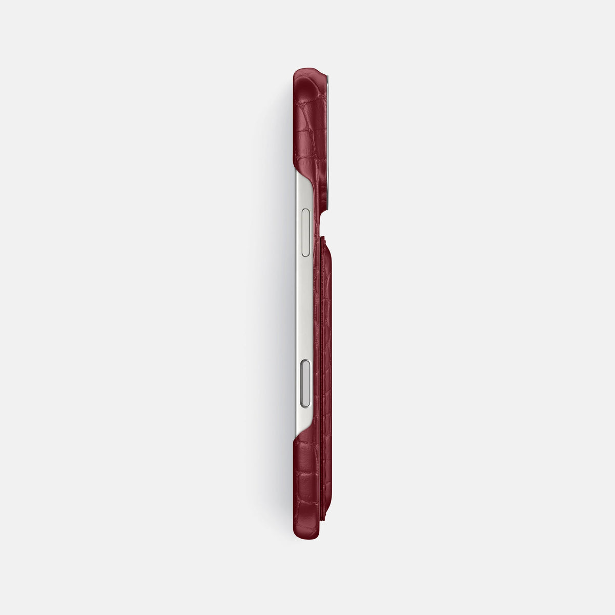 Double Card Case For iPhone 18 Pro Max In Alligator -3 | Burgundy-Steel
