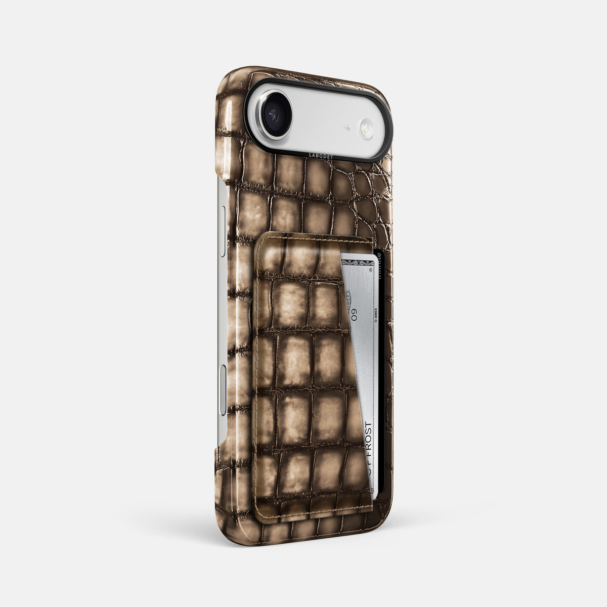Double Card Case For iPhone 17 Air In Patina Alligator -2 | Etoupe-Black