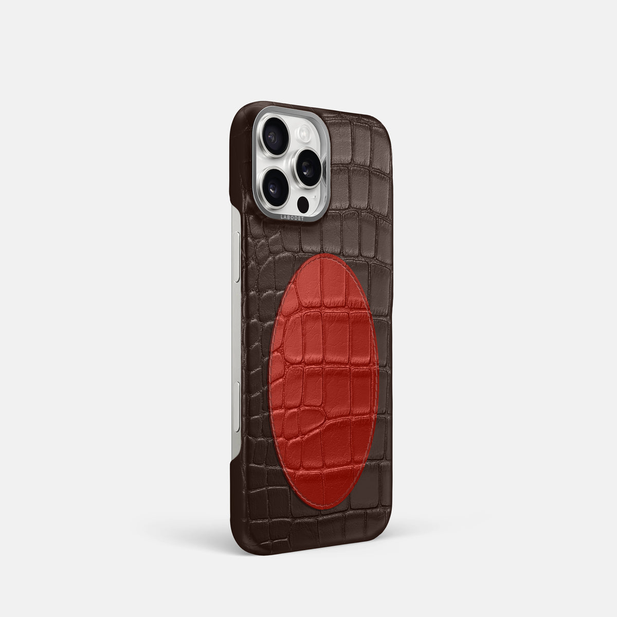Classic Case With Oval For iPhone 16 Pro In Alligator -2 | Dark-Brown-Steel
