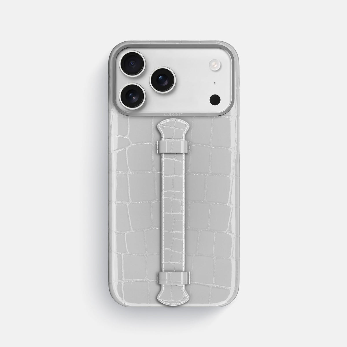 Center Handle For iPhone 18 Pro Max In Shiny Alligator -1 | White-Steel