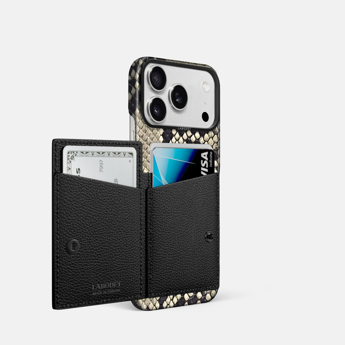 Bi-Fold Case For iPhone 18 Pro In Deluxe Python -2 | Savannah-Black