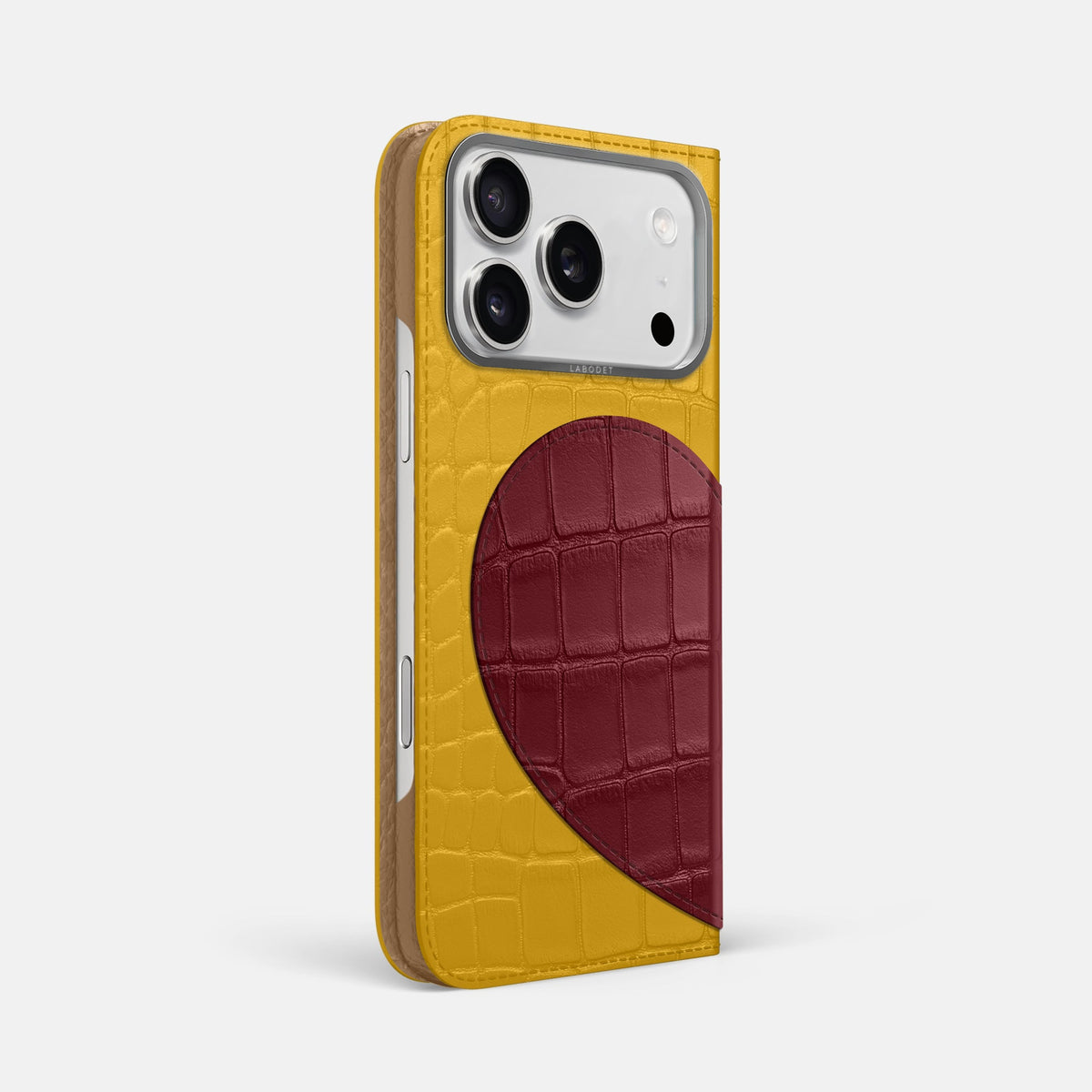Folio Case With Heart For iPhone 18 Pro Max In Alligator -1 | Yellow-Steel
