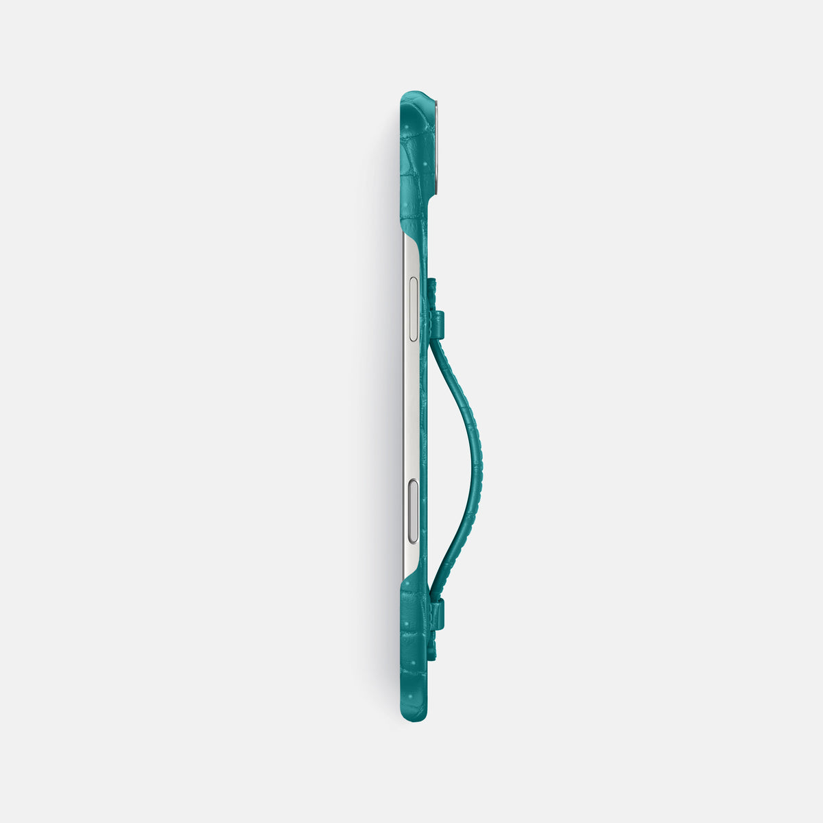 Center Handle For iPhone 17 Air In Porosus Crocodile -2 | Celadon-Steel