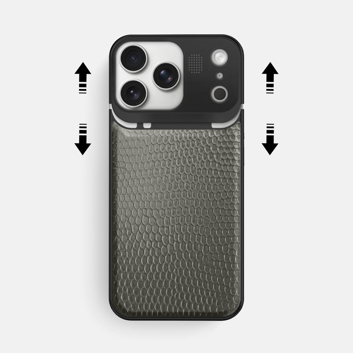 Metal Case For iPhone 17 Pro Max In Lizard -2 | Grey-Black