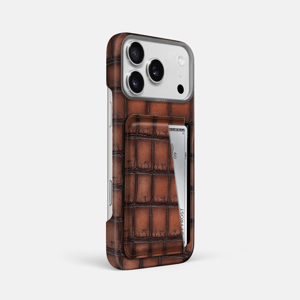 Double Card Case For iPhone 17 Pro Max In Patina Alligator -2 | Baobab-Steel
