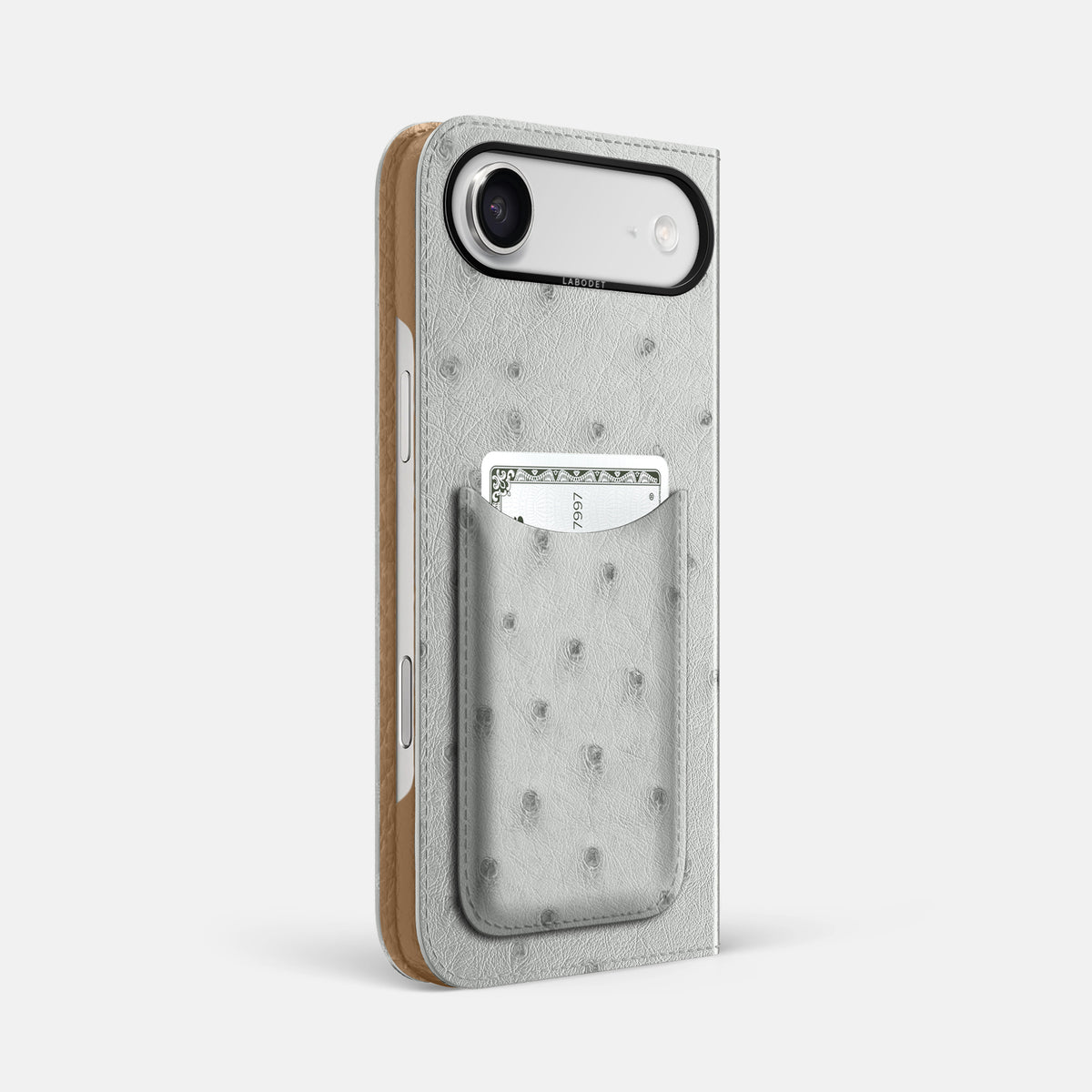 Folio Case with Card For iPhone 17 Air In Ostrich -1 | White-Black