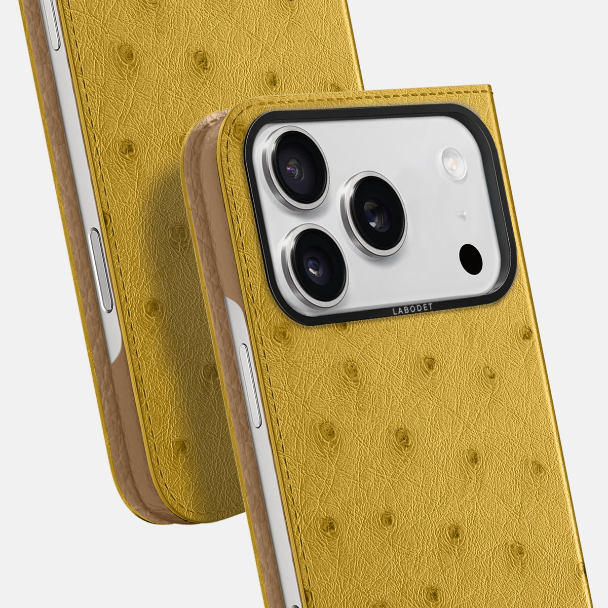 Folio Case For iPhone 18 Pro In Ostrich -5 | Gold-Black