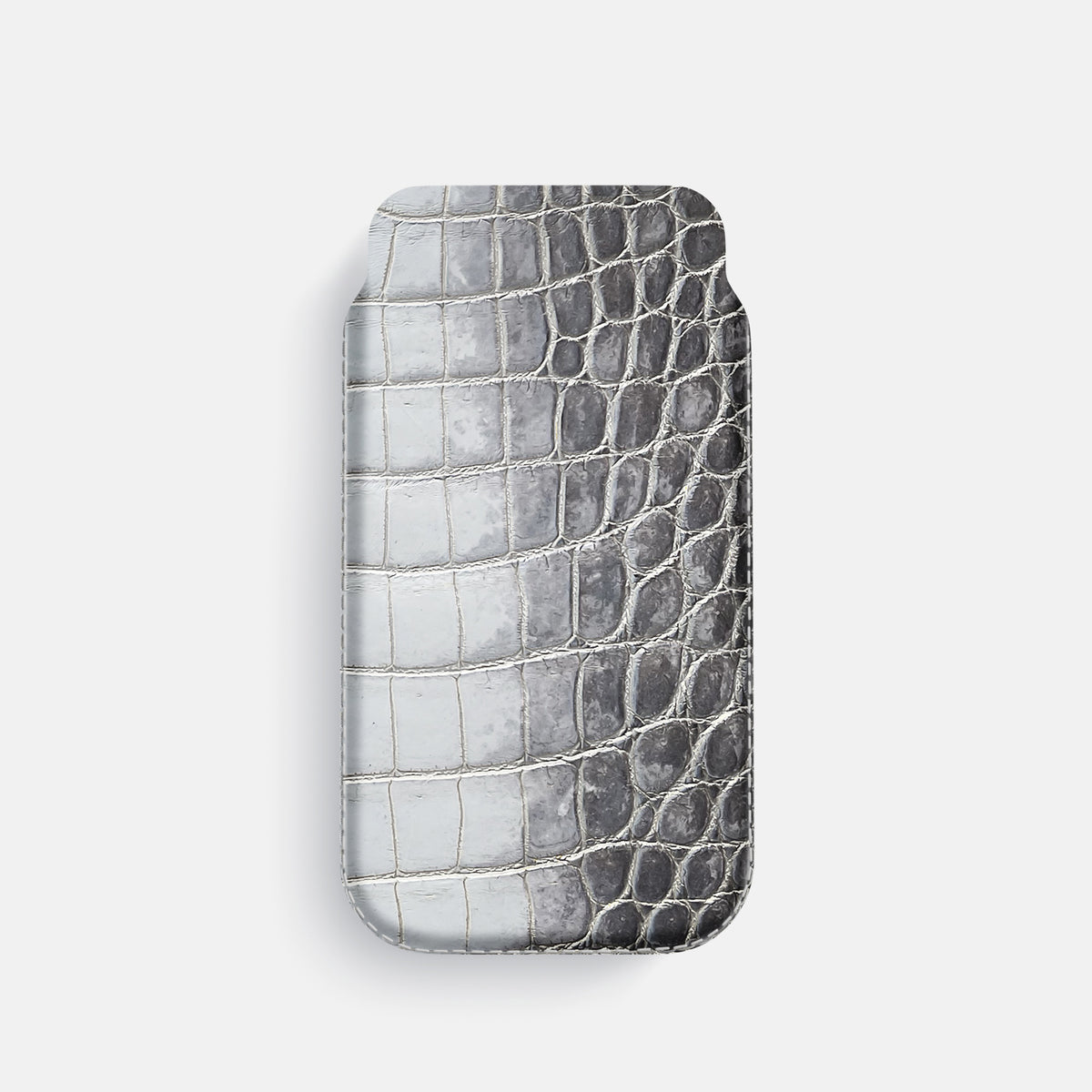 Pouch Case For iPhone 17 Pro In Himalayan Crocodile -1 | Silver