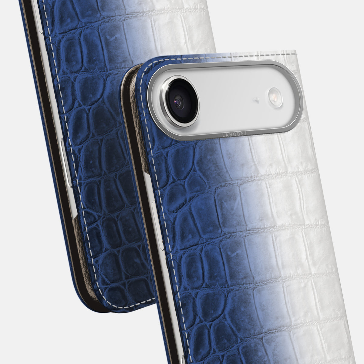 Folio Case For iPhone 17 Air In Himalayan Crocodile -5 | Navy-Blue-Steel