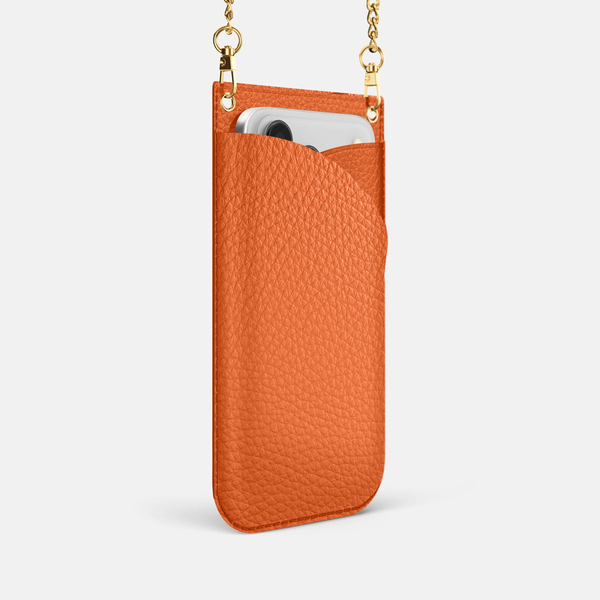 Crossbody Bag For iPhone 18 Pro In Calf -2 | Orange-Gold