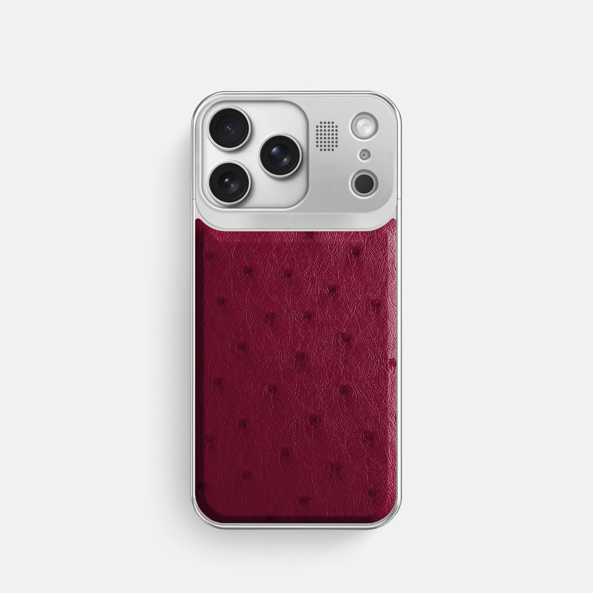 Metal Case For iPhone 17 Pro In Ostrich -1 | Bordeaux-Steel