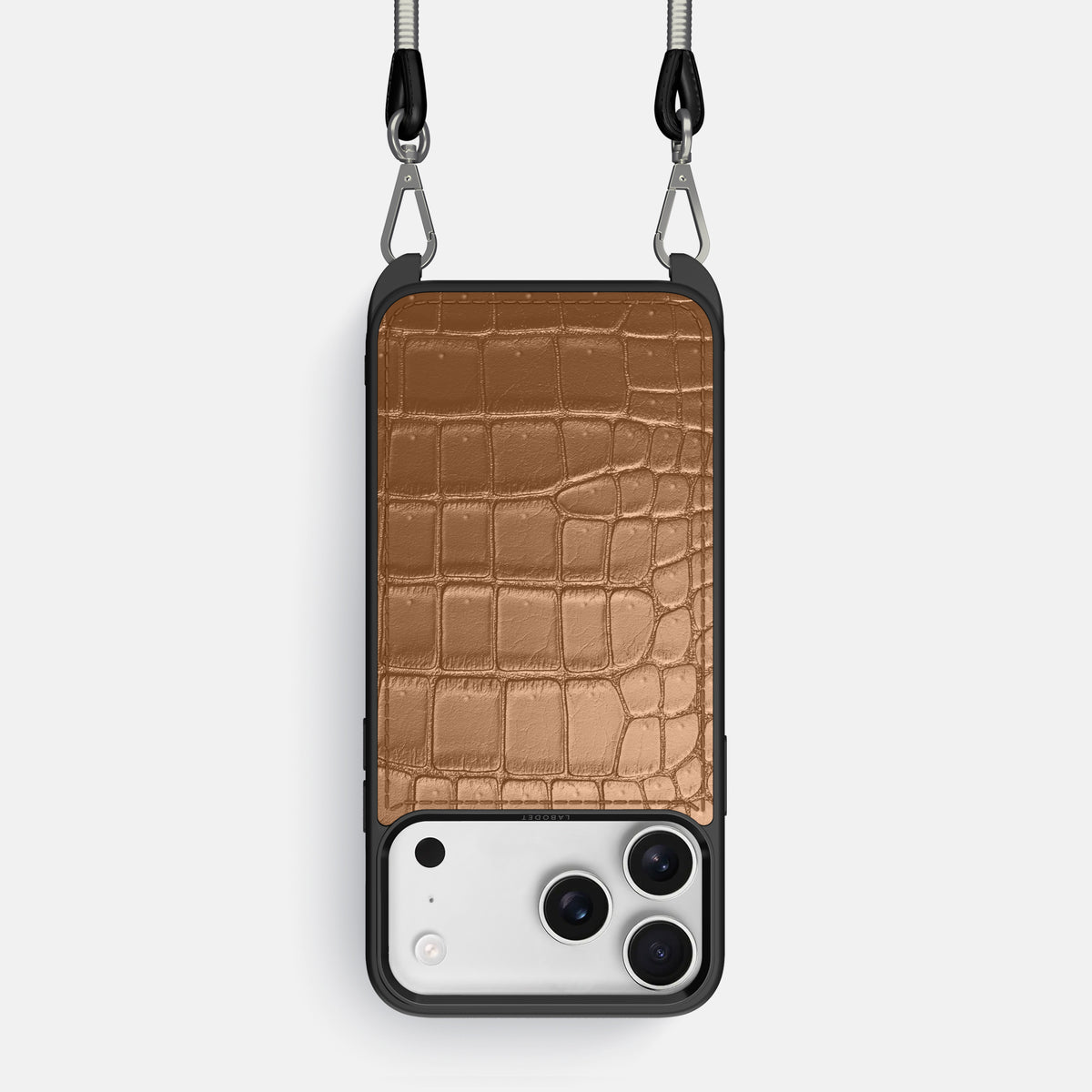 Crossbody Sport Case For iPhone 17 Pro In Porosus Crocodile -1 | Milk-Chocolate