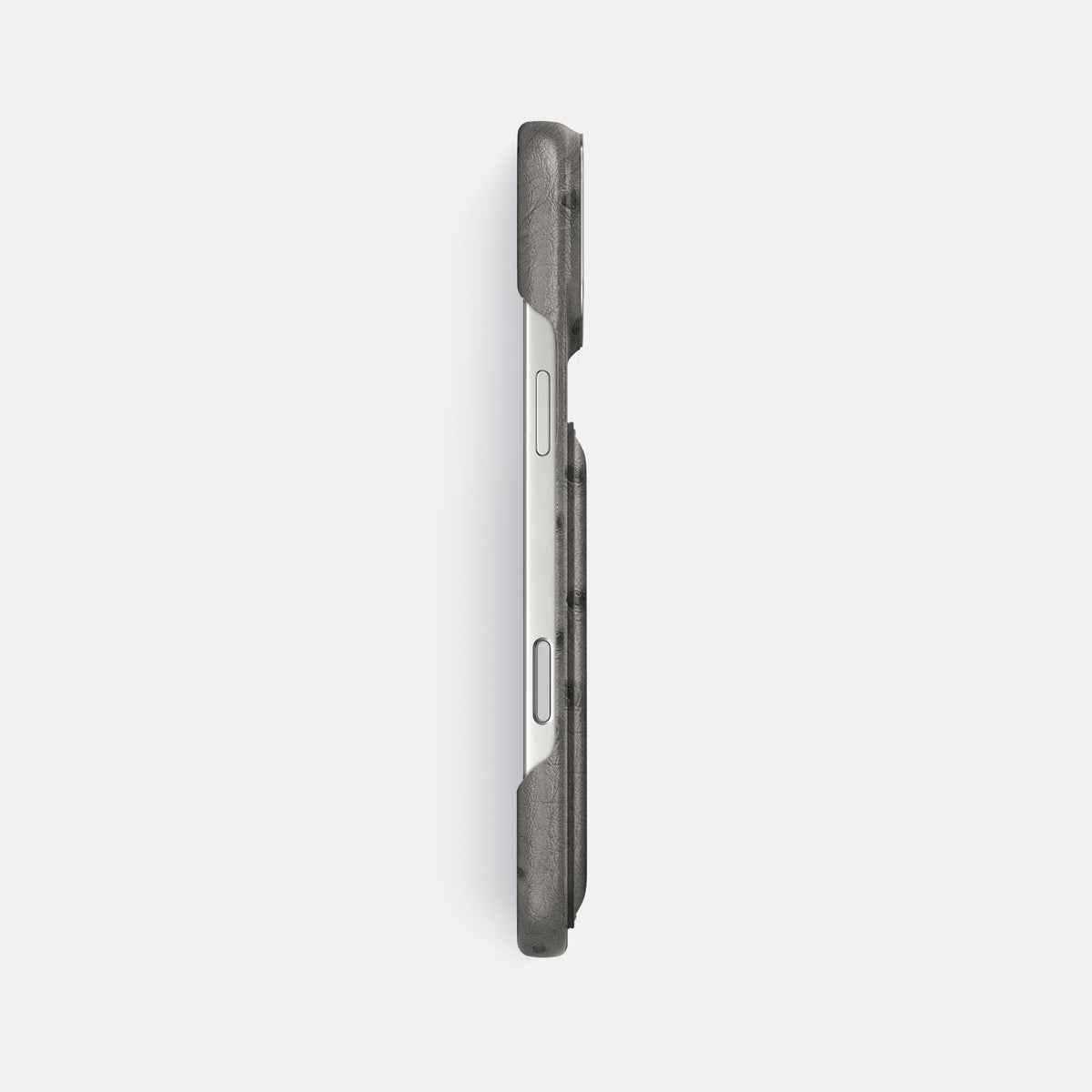 Double Card Case For iPhone 17 Pro Max In Ostrich -3 | Grey-Steel
