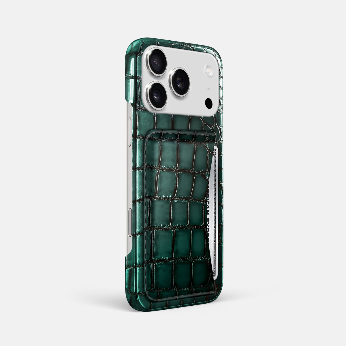 Slim Card Case For iPhone 18 Pro Max In Patina Alligator -2 | Green
