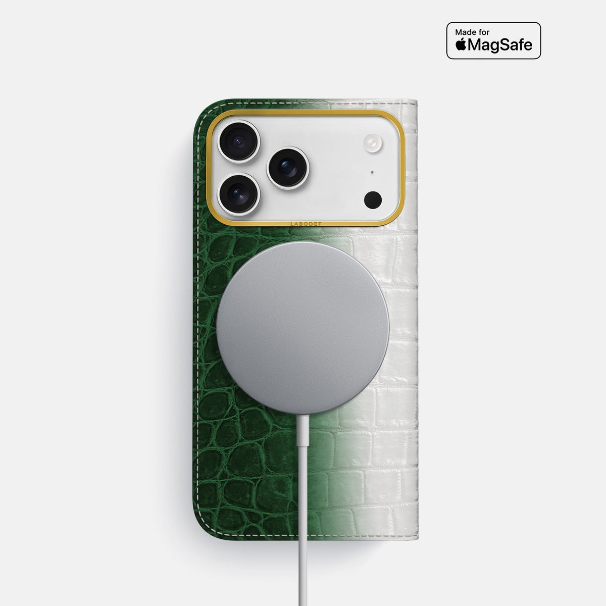 Folio Case For iPhone 18 Pro In Himalayan Crocodile -3 | Green-Gold