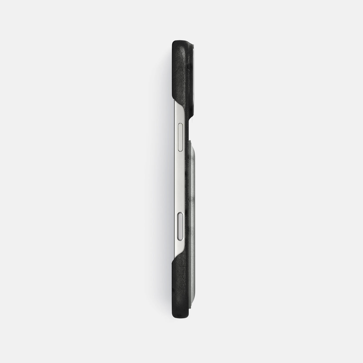 Double Card Case Coloré For iPhone 17 Pro Max In Ostrich -3 | Black-Steel