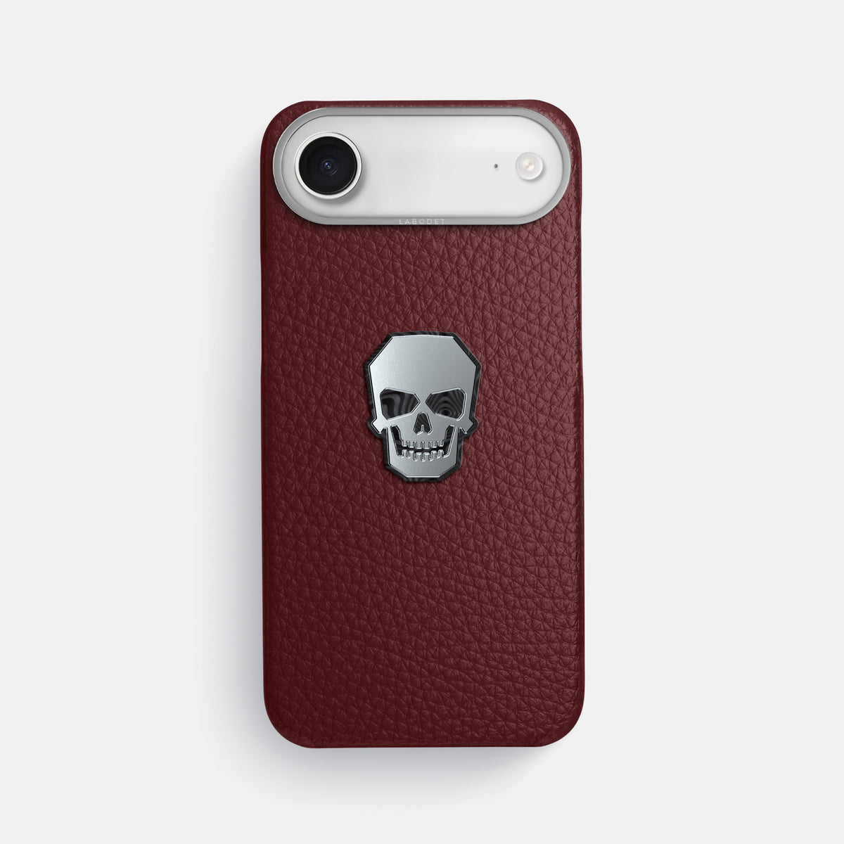 Classic Case With Titanium Skull For iPhone 17 Air In Calf -1 | Bordeaux-Steel