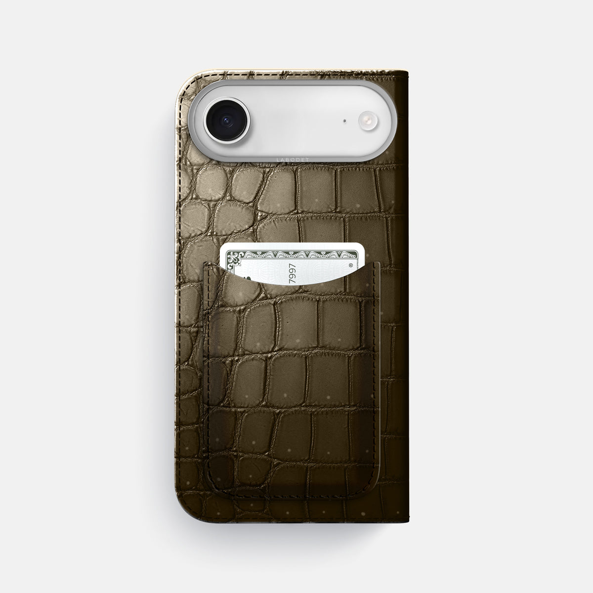 Folio Case with Card For iPhone 17 Air In Porosus Crocodile -3 | Bronze-Steel