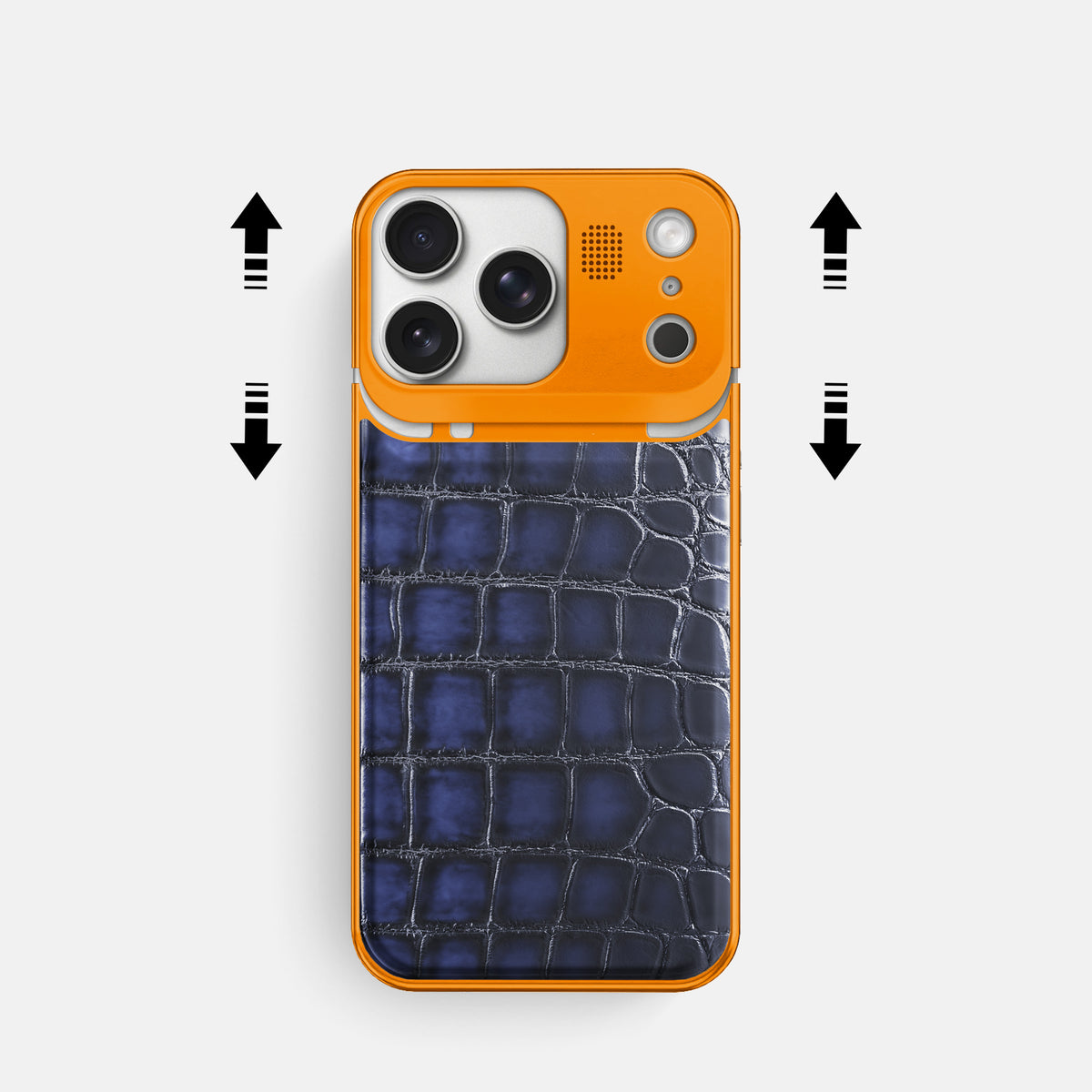 Metal Case For iPhone 17 Pro In Patina Alligator -2 | Havana-Blue-Orange