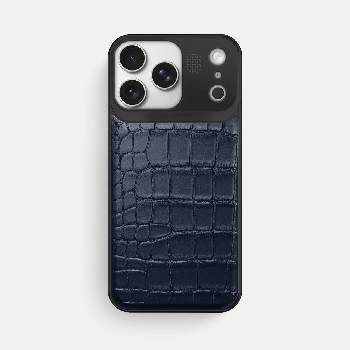 Metal Case For iPhone 18 Pro Max In Alligator -1 | Navy-Blue-Black