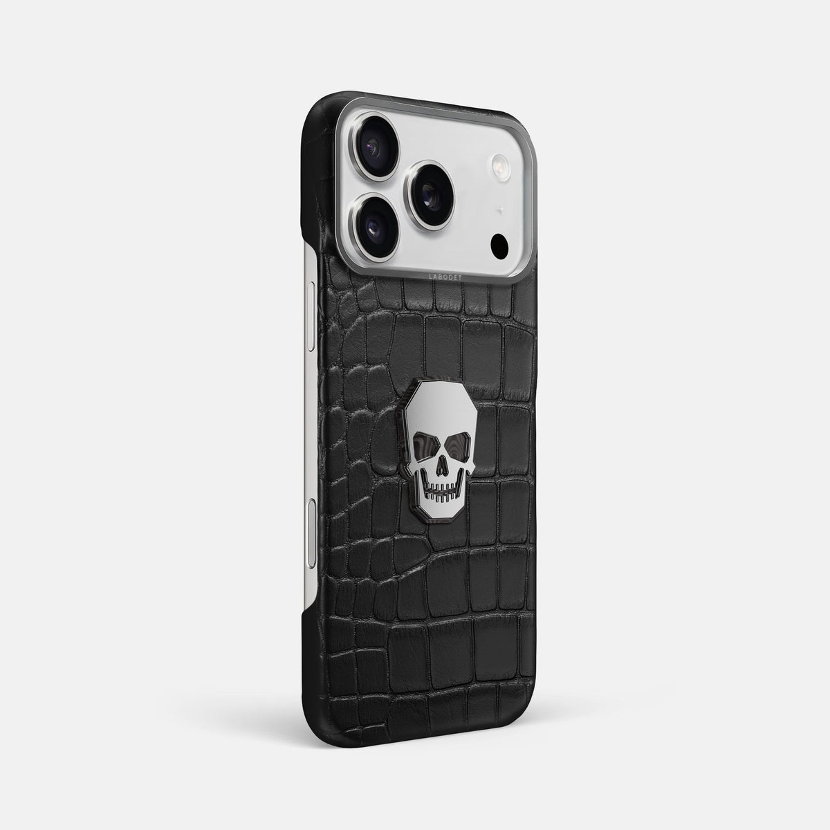 Classic Case With Titanium Skull For iPhone 18 Pro Max In Alligator -2 | Black-Steel