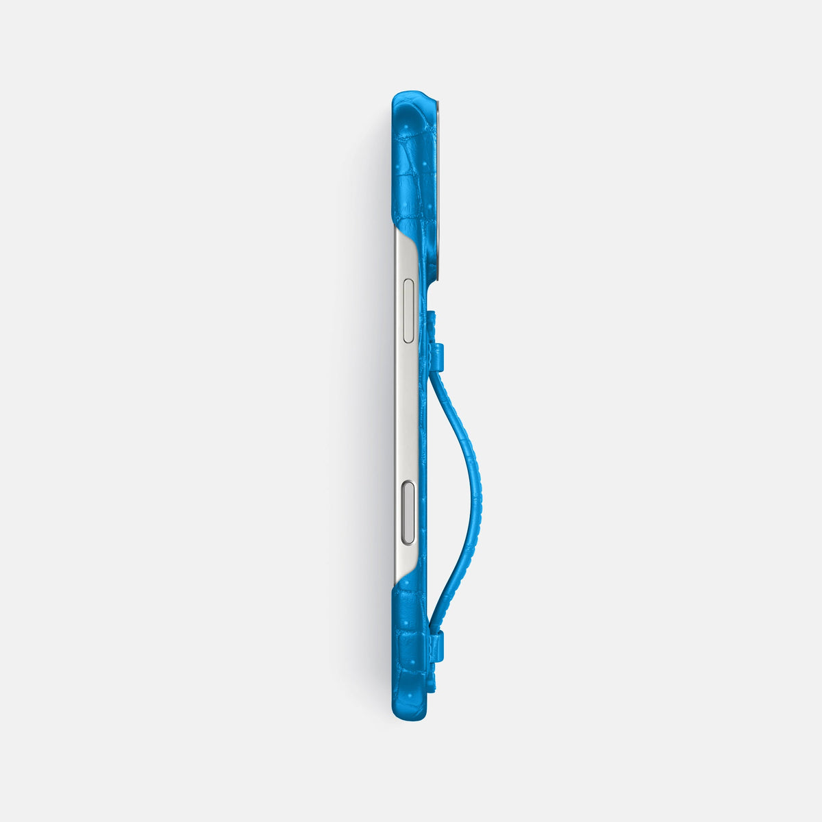 Center Handle For iPhone 18 Pro Max In Porosus Crocodile -2 | Blue-Lagoon-Steel