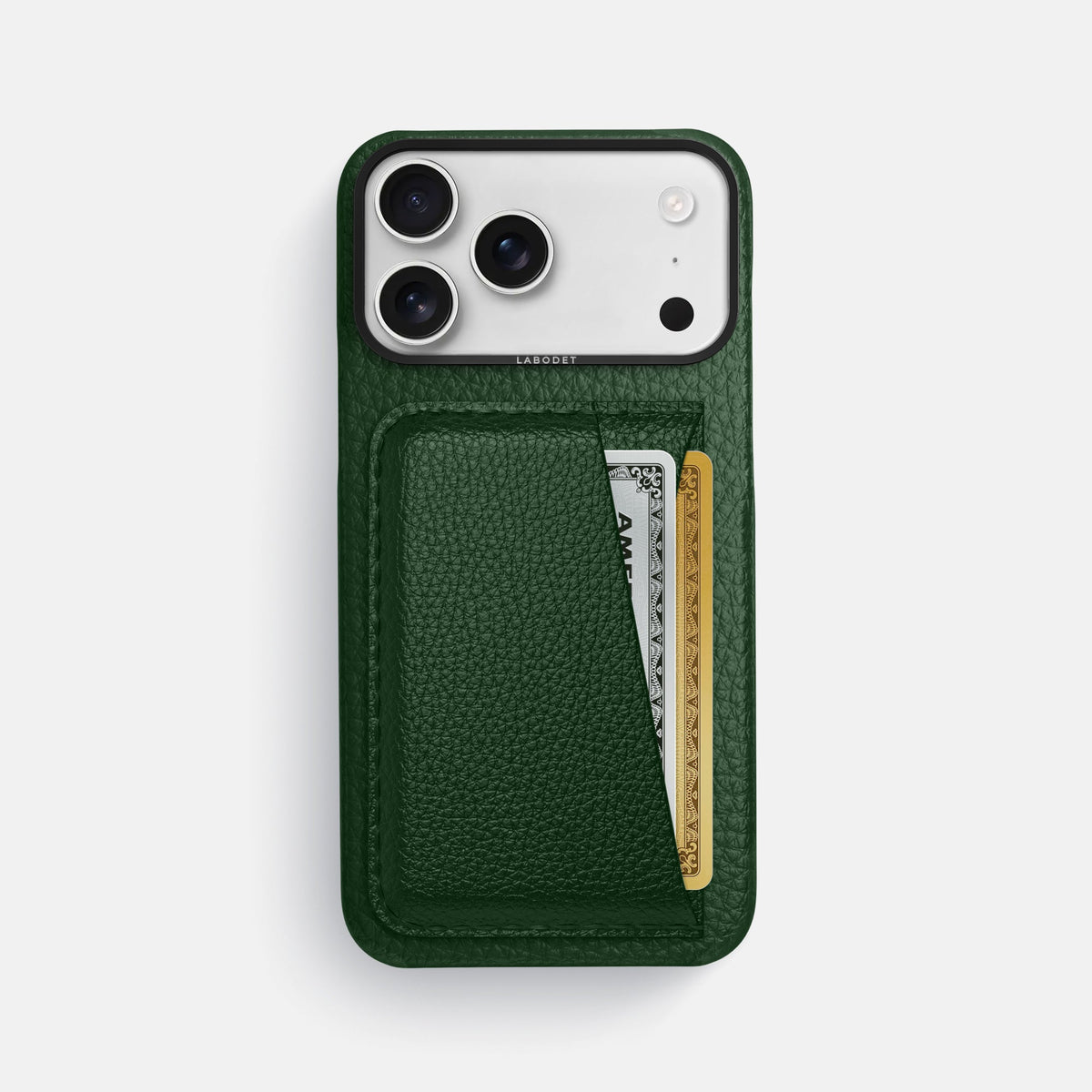 Double Card Case For iPhone 18 Pro Max In Calf -1 | Dark-Green-Black