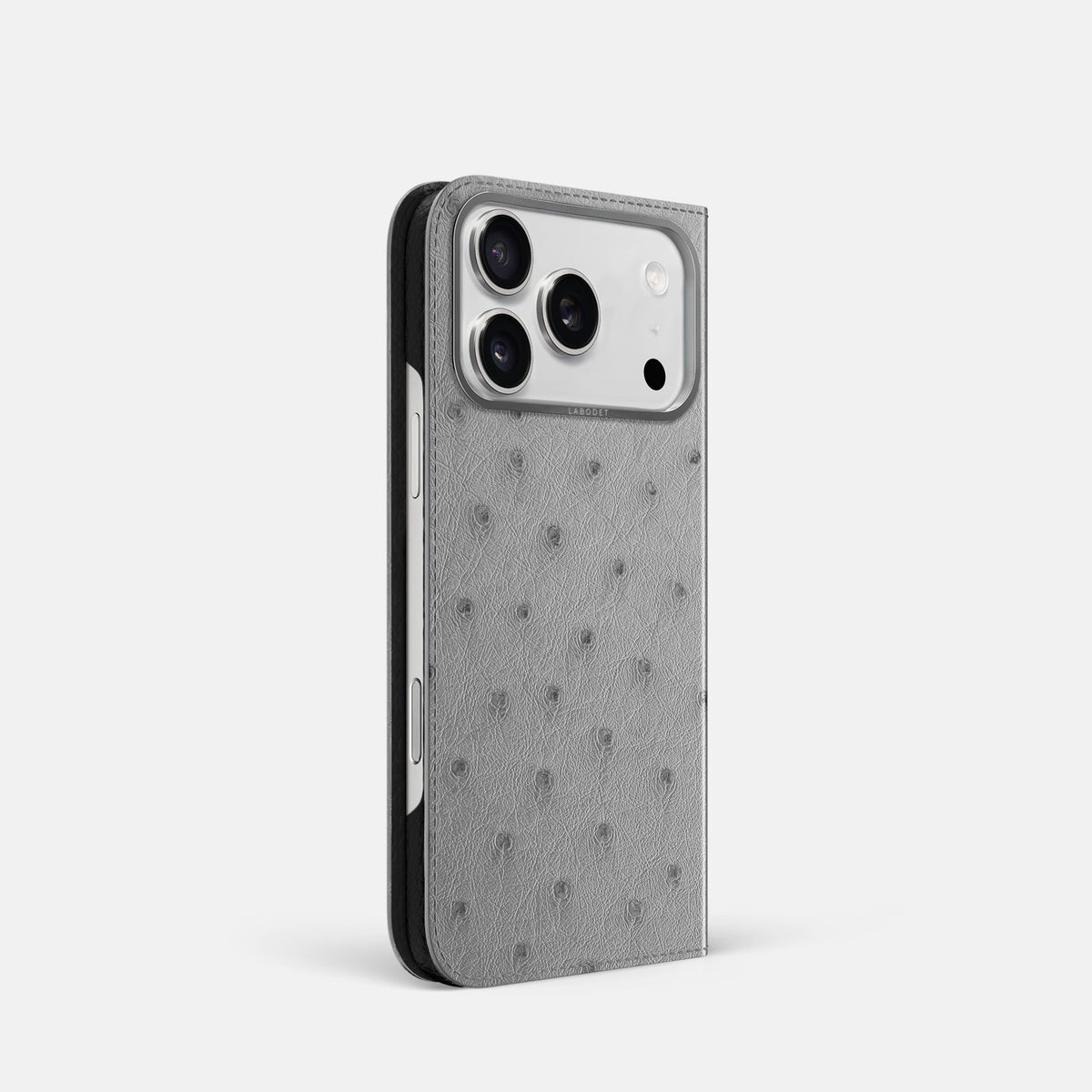 Folio Case For iPhone 18 Pro In Ostrich -1 | Silver-Steel