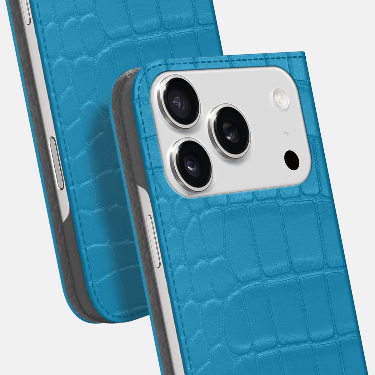 Folio Slim Case For iPhone 17 Pro Max In Alligator -5 | Curaçao-Blue