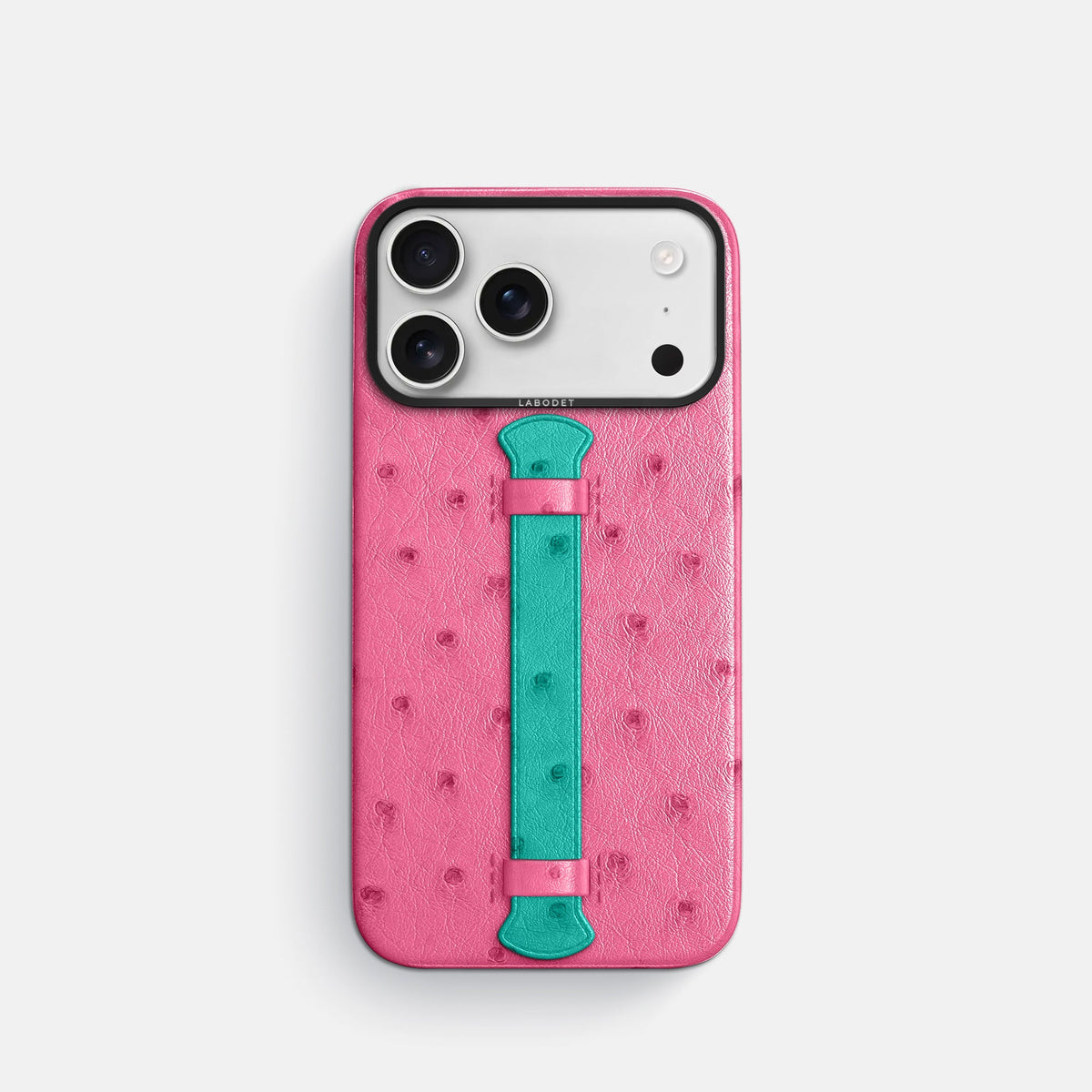 Center Handle Coloré For iPhone 18 Pro In Ostrich -1 | Pink-Black