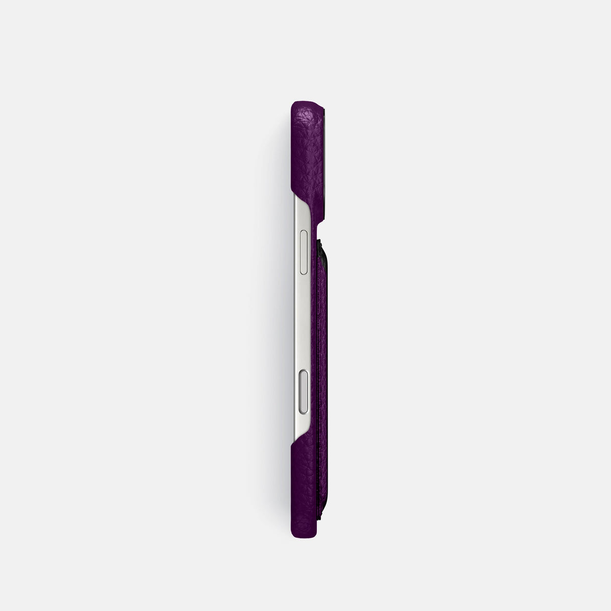 Double Card Case For iPhone 18 Pro In Calf -3 | Violet-Black